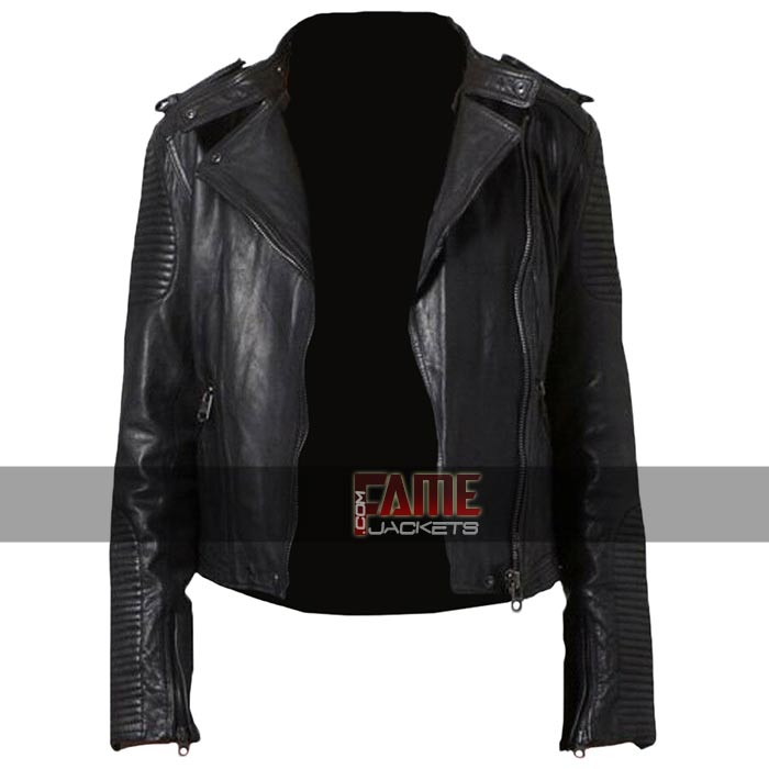 Women's Latest Style Cafe Racer Black Real Leather Biker Jacket