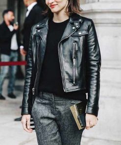 New Style Slim Fit Black Leather Biker Jacket Women's