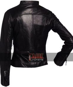 Alternative view of Women Vintage Style Black Leather Motorcycle Jacket