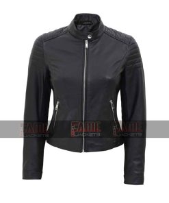 Women Genuine Sheep Leather Slim Fit Biker Jacket