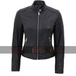 Women Genuine Sheep Leather Slim Fit Biker Jacket