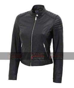 Alternative view of Women Genuine Sheep Leather Slim Fit Biker Jacket