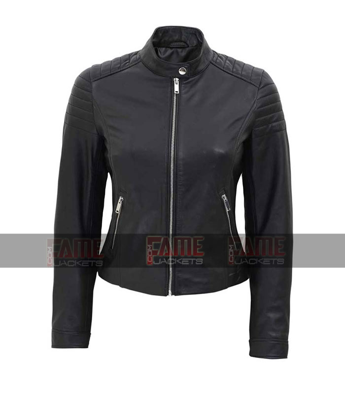 Women Genuine Sheep Leather Slim Fit Biker Jacket