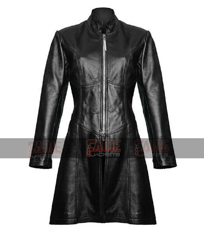 Women Black Leather Winter Over Coat On Sale