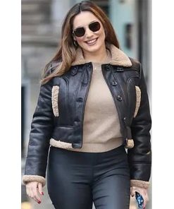 Women Genuine Cropped Flight Aviator Bomber Jacket