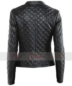 Alternative view of Womens Black Quilted Slim Fit Biker Jacket