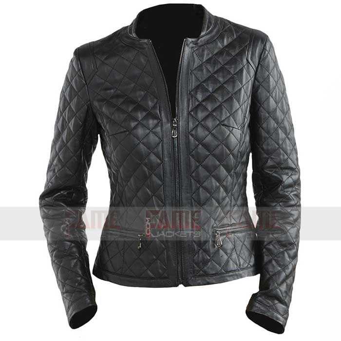 Womens Black Quilted Slim Fit Biker Jacket