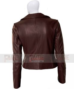 Alternative view of Brown Genuine Leather Biker Jacket For Women