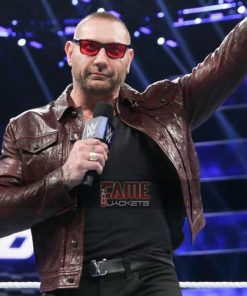 WWE Dave Bautista Waxed Brown Leather Jacket