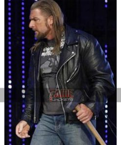 Alternative view of WWE Triple H Real Black Biker Faux Leather Jacket