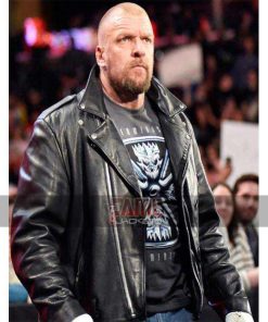WWE Triple H Real Black Biker Faux Leather Jacket