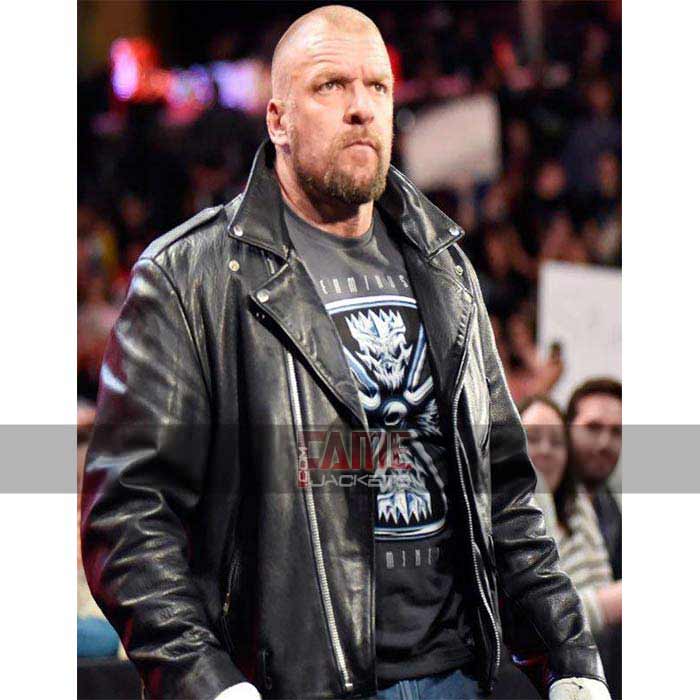 WWE Triple H Real Black Biker Faux Leather Jacket
