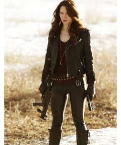 Alternative view of Melanie Scrofano Black Leather Biker Jacket