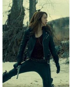 Melanie Scrofano Black Leather Biker Jacket