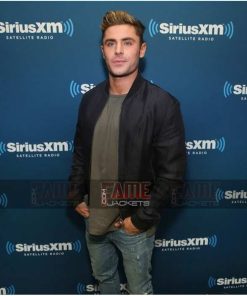Zac Efron Mens Black Bomber Jacket