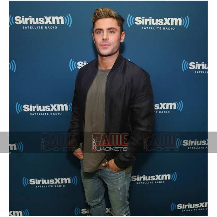 Zac Efron Mens Black Bomber Jacket