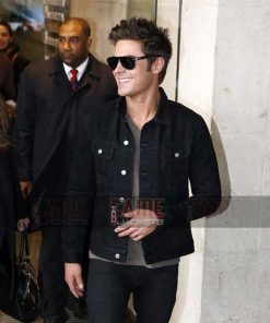 Mens Slim Fit Black Denim Casual Jacket