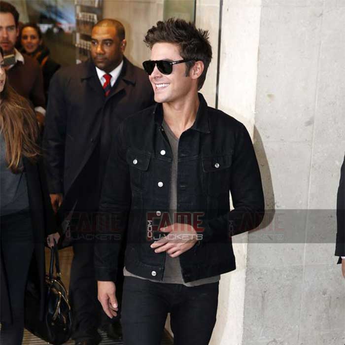 Mens Slim Fit Black Denim Casual Jacket
