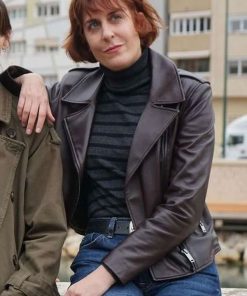 Shop Aixa Villagrán The Soul Game Belén Millán Brown Leather Jacket