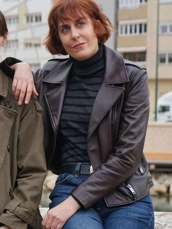 Shop Aixa Villagrán The Soul Game Belén Millán Brown Leather Jacket