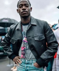Shop Damson Idris F1 British Grand Prix Black Leather Jacket