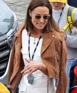 Shop Pippa Middleton Brown Leather Jacket
