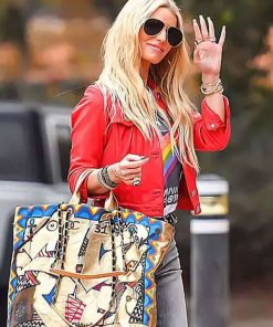 Shop Jessica Simpson Red Leather Jacket