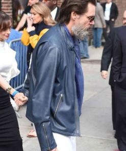 Buy Jim Carrey Blue Leather Jacket