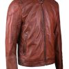 Shop Men Motorcycle Real Leather Brown Jacket