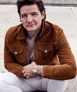 Buy Pedro Pascal Brown Suede Leather Jacket
