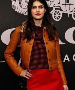 Buy Alexandra Daddario Brown Leather Jacket