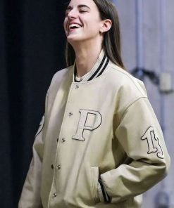 Buy Caitlin Clark Letterman Leather Jacket
