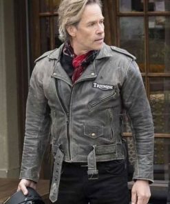 Shop Mike Young TV Series Neighbours Guy Pearce Grey Biker Jacket