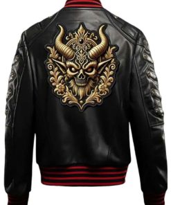 Shop Halloween Gothic Devil Bomber Leather Jacket