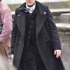 Shop James Norton Black Wool Coat