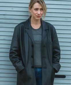 Buy Imogen Poots All of You 2025 Black Leather Coat