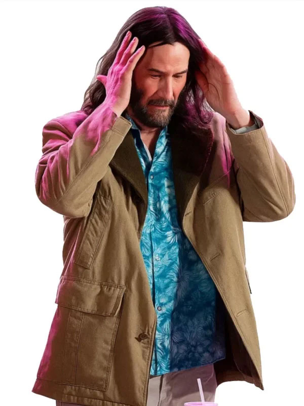 Shop Keanu Reeves Good Fortune 2025 Beige Coat