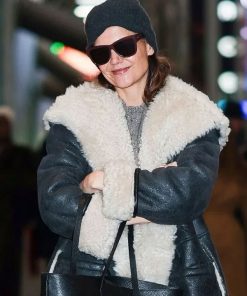 Shop NYC 2025 Katie Holmes Shearling Leather Coat