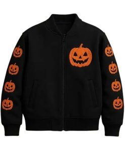 Shop Pumpkin Black Bomber Jacket