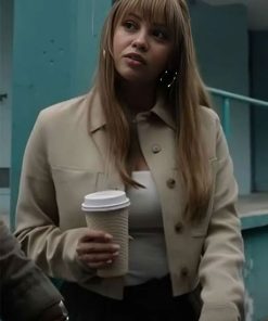 Shop Wild Cards Vanessa Morgan Beige Cropped Jacket