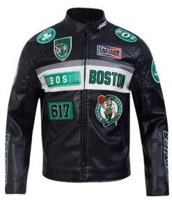 Shop Boston Celtics Black Leather Jacket
