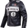 Buy Brooklyn Nets Moto Black Jacket
