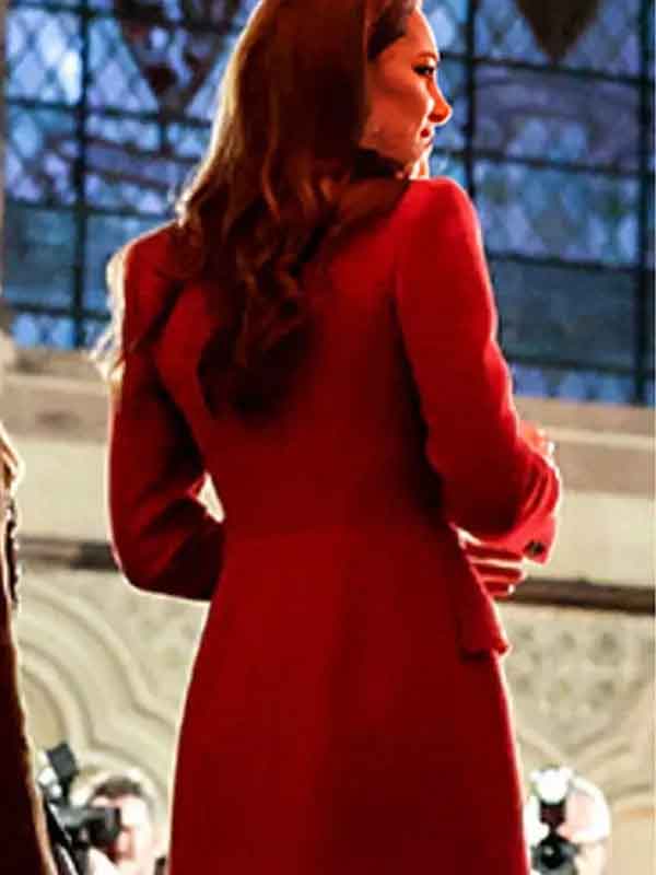 Buy Christmas Carol Service Kate Middleton Red Wool Coat