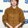 Shop Emma Stone Bugonia Press Tour Brown Suede Jacket