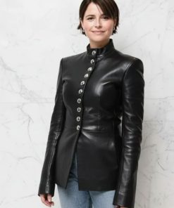 Shop Hamnet Jessie Buckley Leather Jacket
