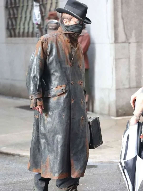 Shop The Bride 2026 Christian Bale Black Leather Coat