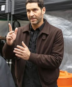 Shop Tom Ellis CIA Brown Wool Jacket