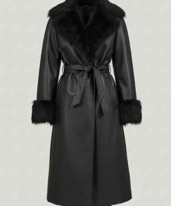 Shop Gemma Daddy Issues Aimee Lou Wood Black Fur Leather Coat