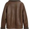 Shop Ella McCay Emma Mackey Brown Shearling Jacket