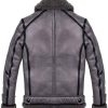Shop Stylish Grey Sheepskin Shearling Aviator Leather Jacket